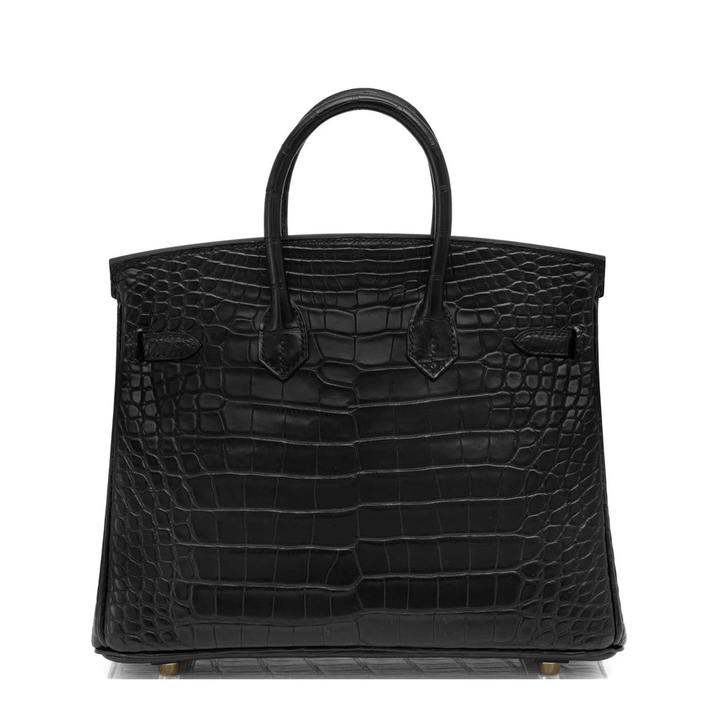Black Matte Alligator Baby Birkin 20cm Gold Hardware — Streamlined Structured Bag