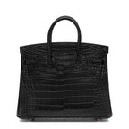 Black Matte Alligator Baby Birkin 20cm Gold Hardware — Streamlined Structured Bag