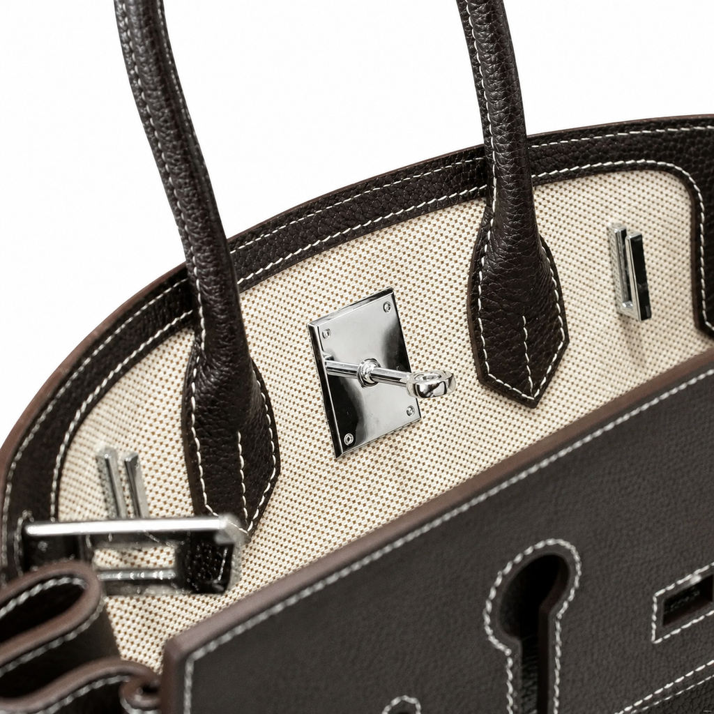 Birkin 35 A L'Envers Black-Ecru Toile H Canvas and Black Volupto Palladium Hardware — Streamlined Structured Bag