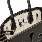 Birkin 35 A L'Envers Black-Ecru Toile H Canvas and Black Volupto Palladium Hardware — Streamlined Structured Bag