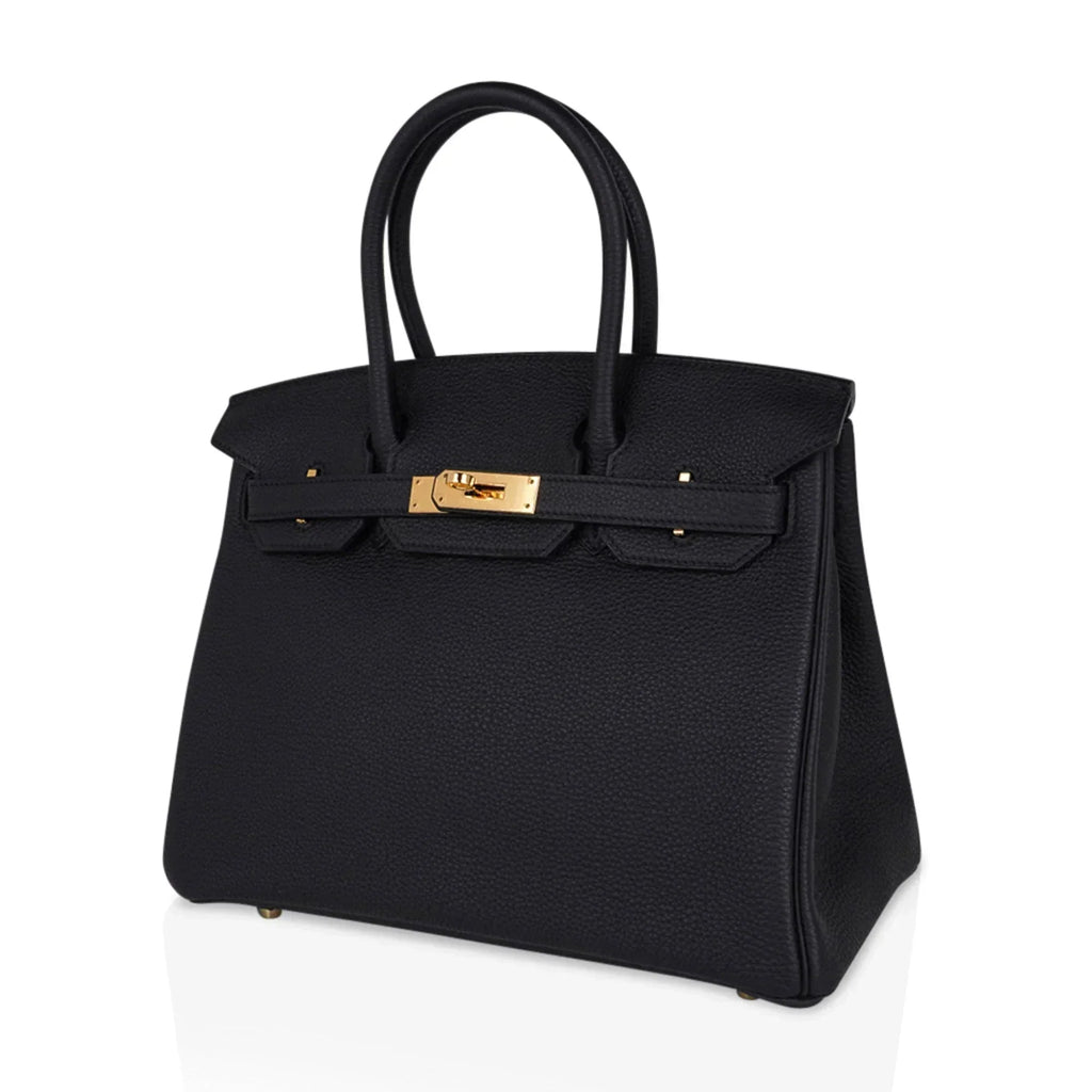 Birkin 30 Bag Black Togo Leather with Gold Hardware — Structured Top-Handle Tote