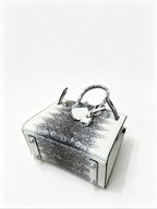 Mini Birkin 20cm Outer Stitching Tote Bag in Two-Tone Snow White Lizard Pattern — Versatile Top-Handle Handbag