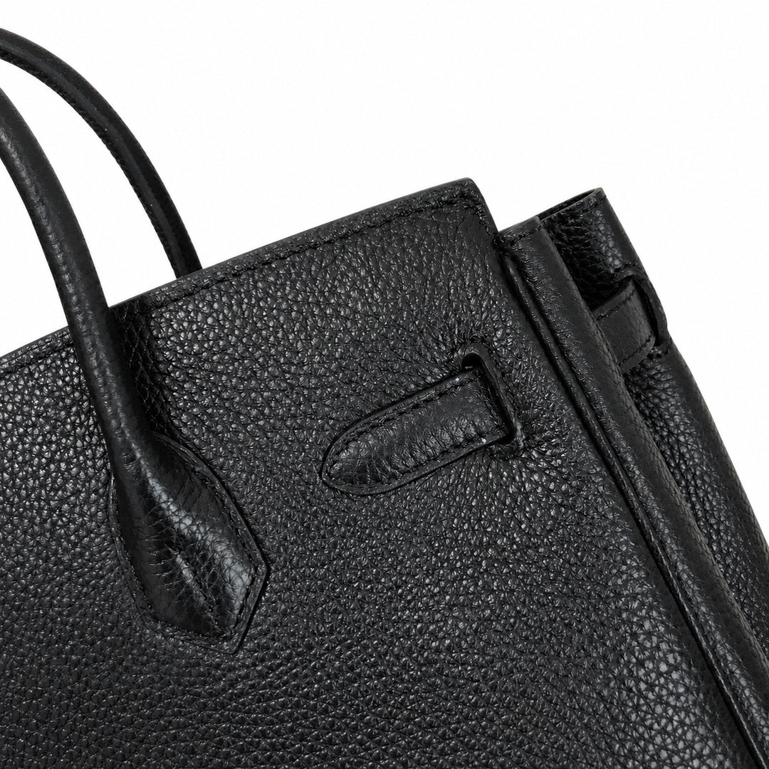 Birkin Retourne in Noir Togo Leather with Contrast Interior (Gold Hardware) — Timeless Structured Handbag