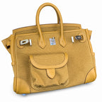 Birkin Cargo 25 in Sesame Toile Goéland and Swift Leather (Palladium Hardware) — Timeless Structured Handbag
