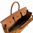 Birkin 40 Retourne in Gold Swift Leather and Suede Grizzly (Gold Hardware) — Sophisticated Tote Style