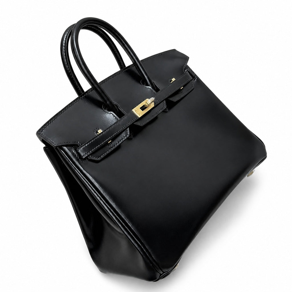Birkin 25 in Noir Boxcalf Leather (Gold Hardware) — Refined Structured Tote