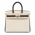 Birkin 25 Craie and Noir Togo Leather Bi-Color Bag — Versatile Top-Handle Handbag
