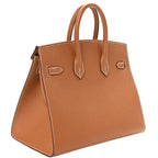 Birkin Sellier 25 Gold Epsom Leather Rolled Handles Gold Hardware — Classic Hand-Carry Tote