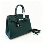 Birkin 30 Style Sellier in Vert Cypress Smooth Leather (Palladium Hardware) — Timeless Structured Handbag