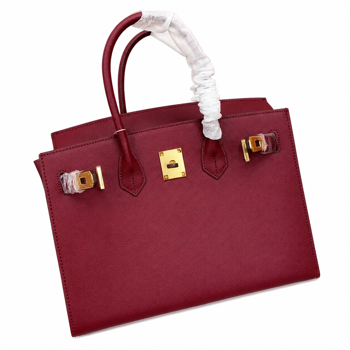 Birkin Style 25/30 Sellier in Bordeaux Epsom Leather (Gold Hardware) — Versatile Top-Handle Handbag