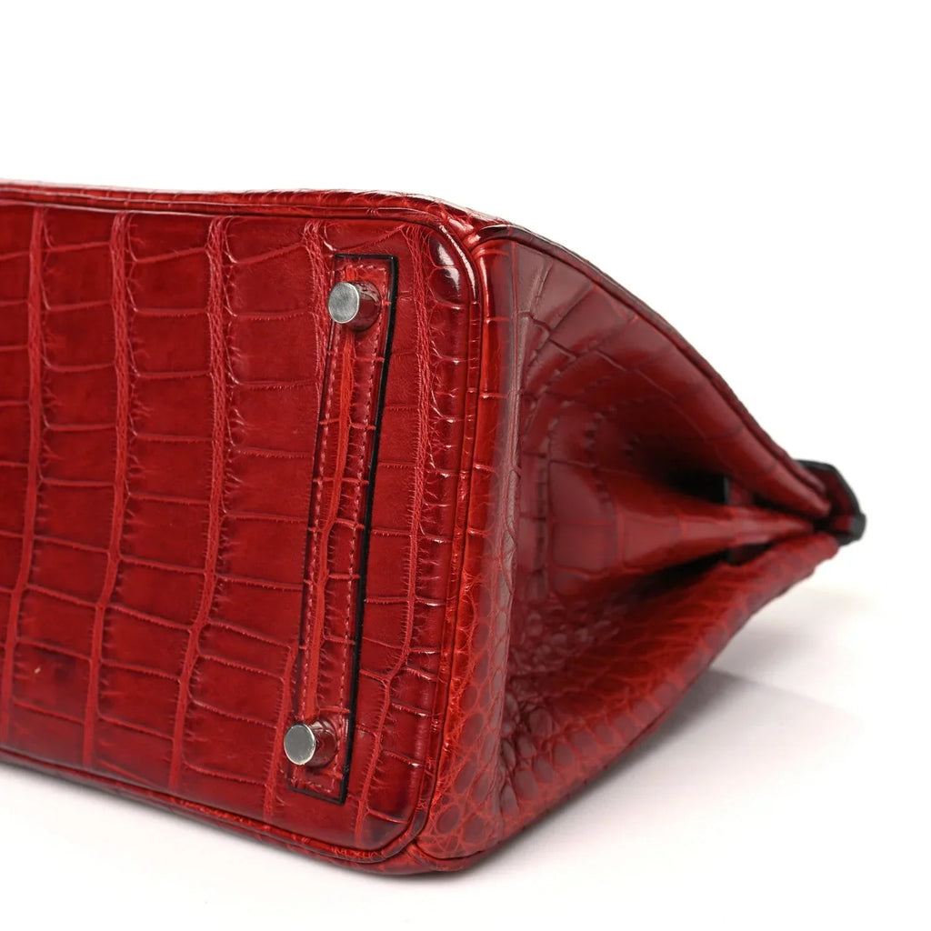 Birkin 30 Rouge Matte Alligator Gold Hardware — Versatile Top-Handle Handbag
