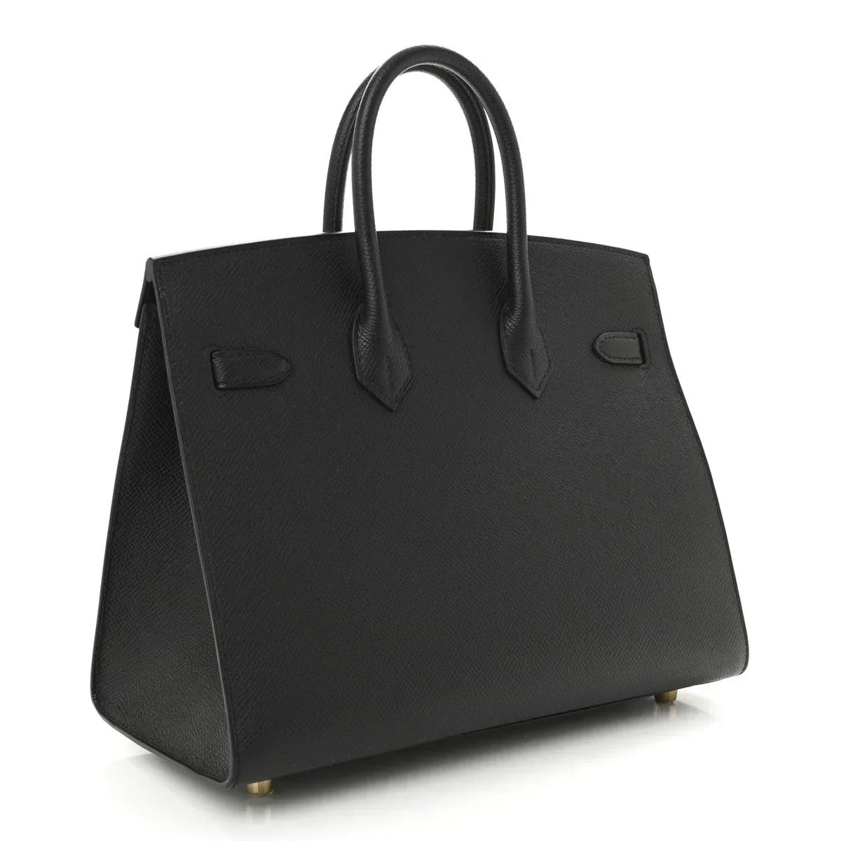 Birkin Sellier 25 Black Epsom Leather Gold Hardware — Polished Top-Handle Bag