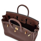 Birkin 25 Gold Hardware Chocolat Togo Quilted Epsom Leather Golden Lock — Timeless Structured Handbag
