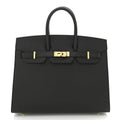 Birkin Sellier 25 Black Epsom Leather Gold Hardware — Polished Top-Handle Bag