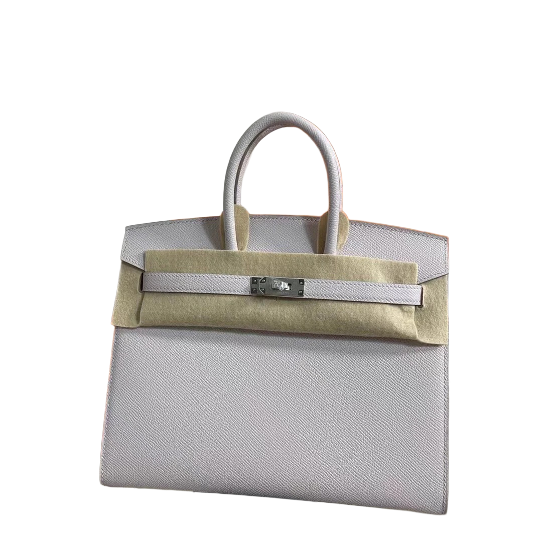 Hermès Birkin 25 Sellier Mauve Pale Epsom Silver Hardware — Polished Top-Handle Bag