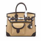 Birkin Cargo 30 Ebène Swift Leather and Khaki Canvas Multi-Pocket Bag — Classic Hand-Carry Tote