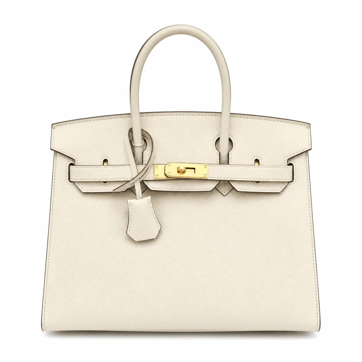Birkin Style 25/30 Sellier in Craie Epsom Leather (Gold Hardware) — Streamlined Structured Bag
