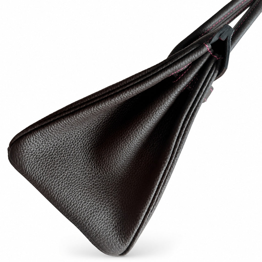Mini Birkin 25cm Officier Edition in Chocolate Brown Togo & Pink Swift Calfskin — Distinctive Carryall Silhouette
