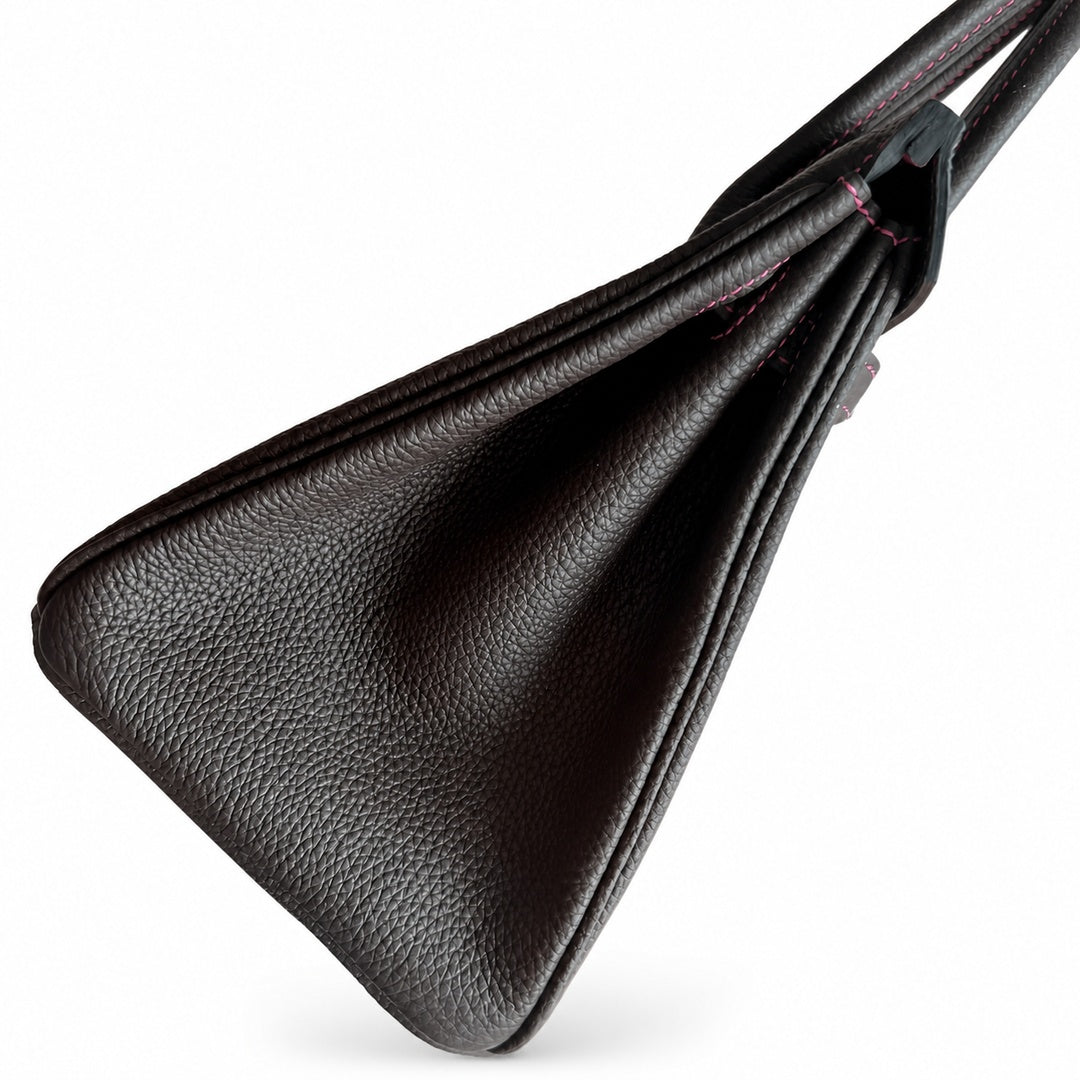 Mini Birkin 25cm Officier Edition in Chocolate Brown Togo & Pink Swift Calfskin — Distinctive Carryall Silhouette