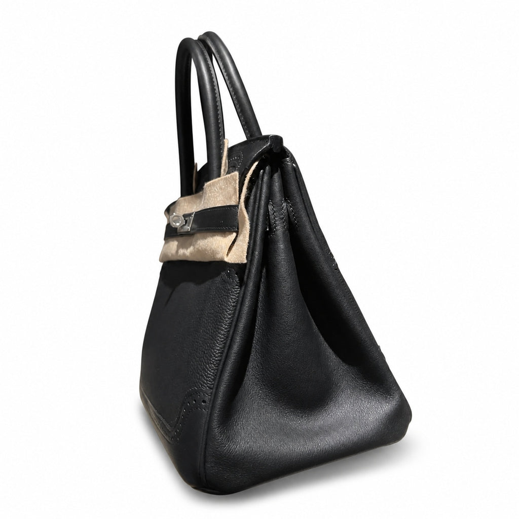 Birkin Ghillies 30 Total Black Leather Top-Handle Bag — Structured Top-Handle Tote