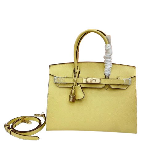 Birkin Style 25/30 Sellier in Lime Epsom Leather (Gold Hardware) — Timeless Structured Handbag