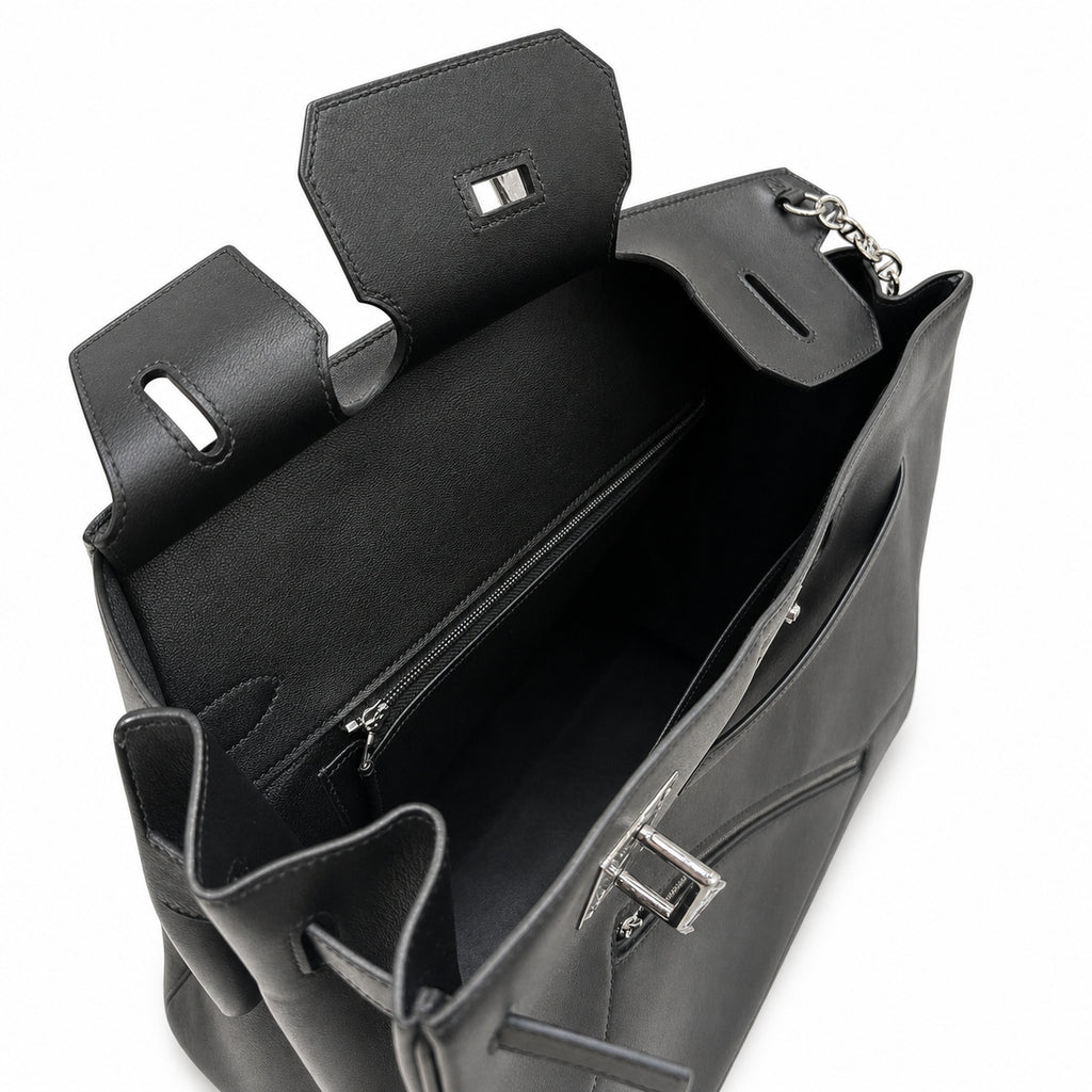 Birkin 40 Rock Sellier in Noir Swift Leather (Palladium Hardware) — Timeless Structured Handbag