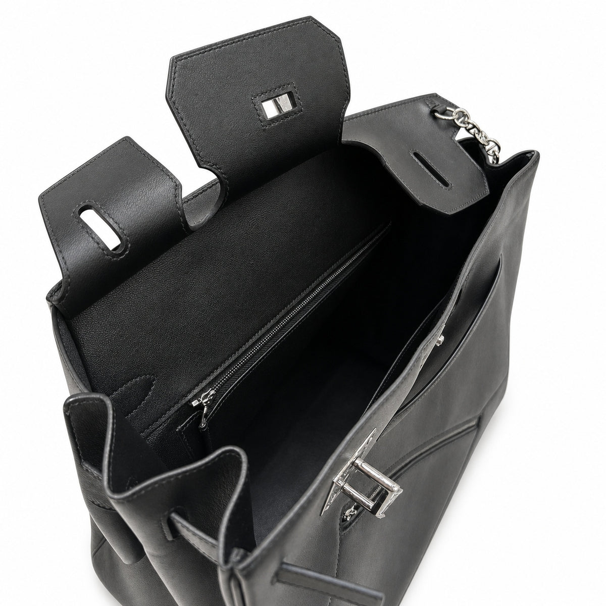 Birkin 40 Rock Sellier in Noir Swift Leather (Palladium Hardware) — Timeless Structured Handbag