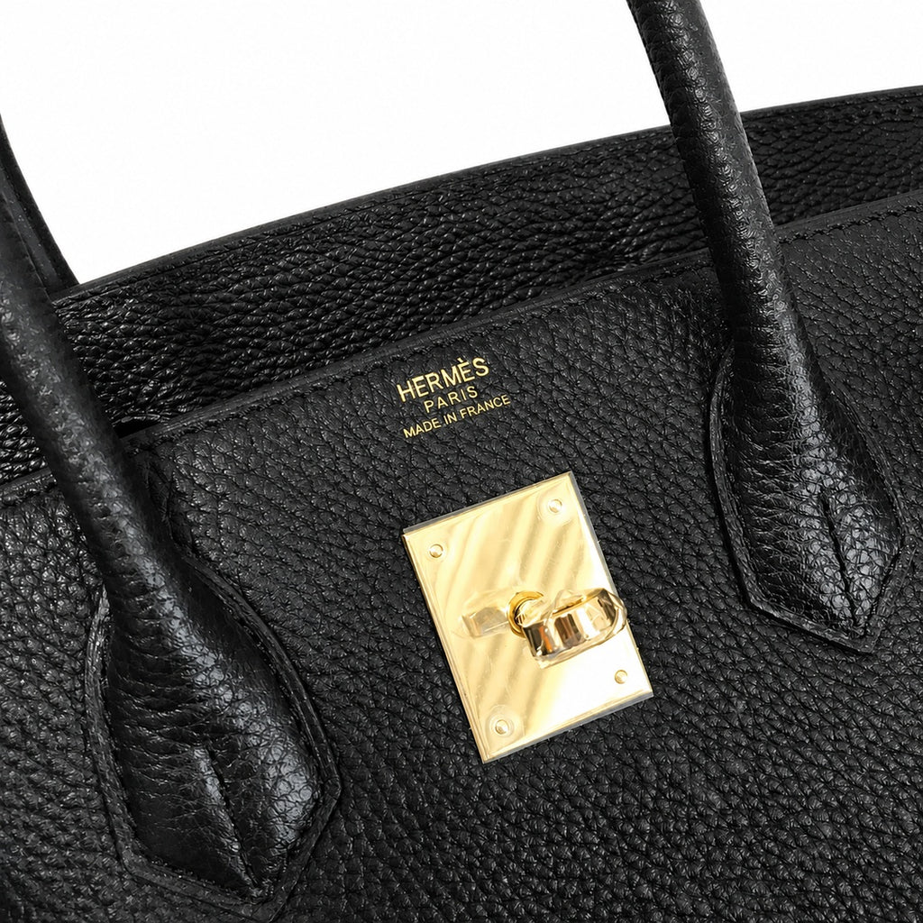 Birkin Retourne in Noir Togo Leather with Contrast Interior (Gold Hardware) — Timeless Structured Handbag