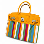 Birkin 30cm HSS Edition in Amber Yellow with Rainbow Swift Fringe — Versatile Top-Handle Handbag