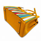 Birkin 30cm HSS Edition in Amber Yellow with Rainbow Swift Fringe — Versatile Top-Handle Handbag