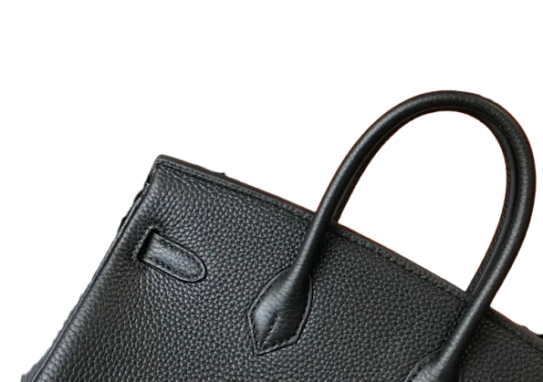Birkin Retourne in Noir Togo Leather with Contrast Interior (Palladium Hardware) — Streamlined Structured Bag