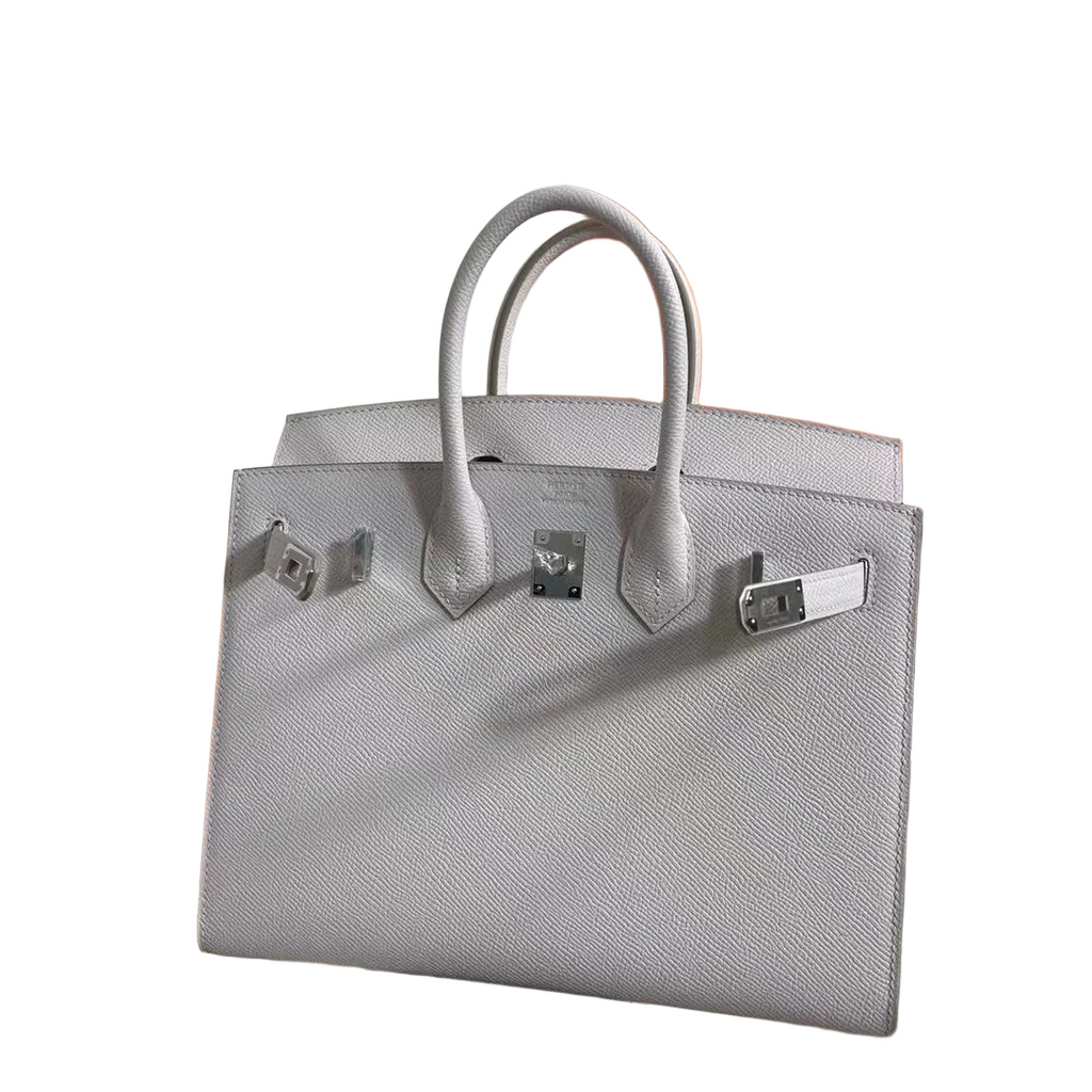 Hermès Birkin 25 Sellier Mauve Pale Epsom Silver Hardware — Polished Top-Handle Bag