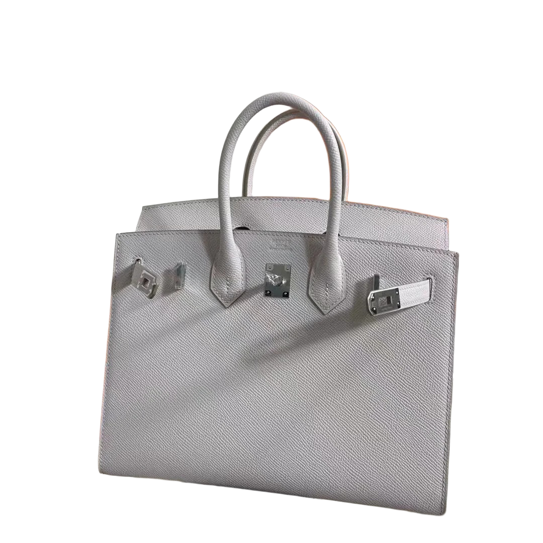 Hermès Birkin 25 Sellier Mauve Pale Epsom Silver Hardware — Polished Top-Handle Bag