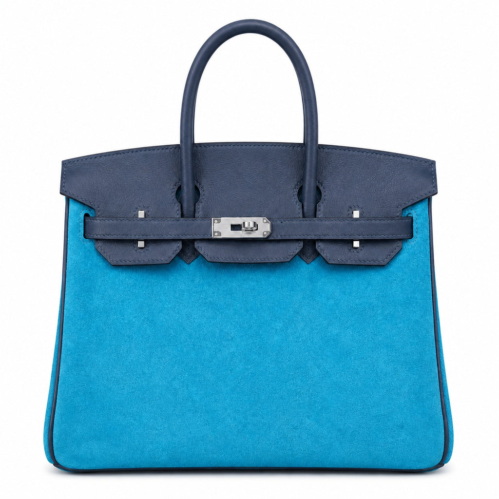 Rare Runaway Birkin 30cm Grizzly Agate Blue Suede Luxury Tote — Elegant Hand-Carry Design