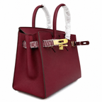 Birkin Style 25/30 Sellier in Bordeaux Epsom Leather (Gold Hardware) — Versatile Top-Handle Handbag