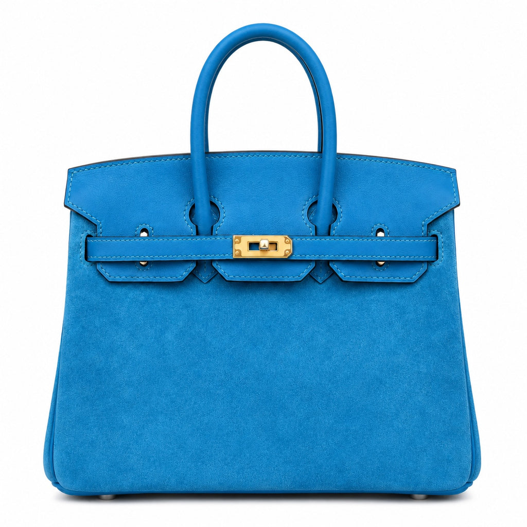 Rare Runaway Birkin 25cm Grizzly Tanzanite Blue Suede Luxury Tote — Timeless Structured Handbag