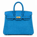 Rare Runaway Birkin 25cm Grizzly Tanzanite Blue Suede Luxury Tote — Timeless Structured Handbag