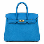 Rare Runaway Birkin 25cm Grizzly Tanzanite Blue Suede Luxury Tote — Timeless Structured Handbag