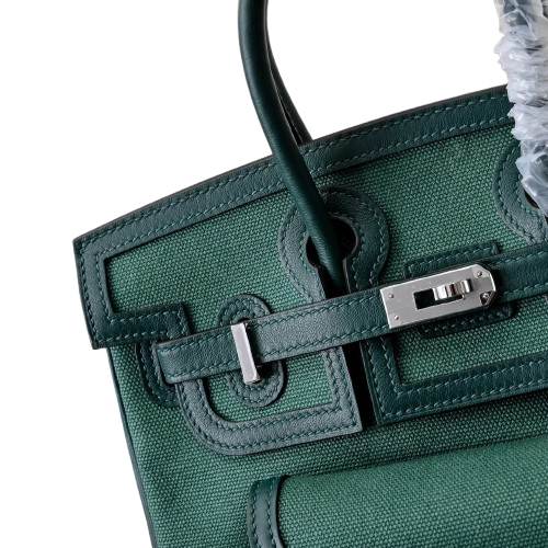 Birkin Cargo 25 Green Swift Leather and Canvas Splicing Bag — Sophisticated Tote Style