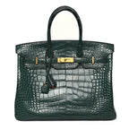 Birkin Vert Titien Matte Alligator Gold Hardware — Structured Top-Handle Tote