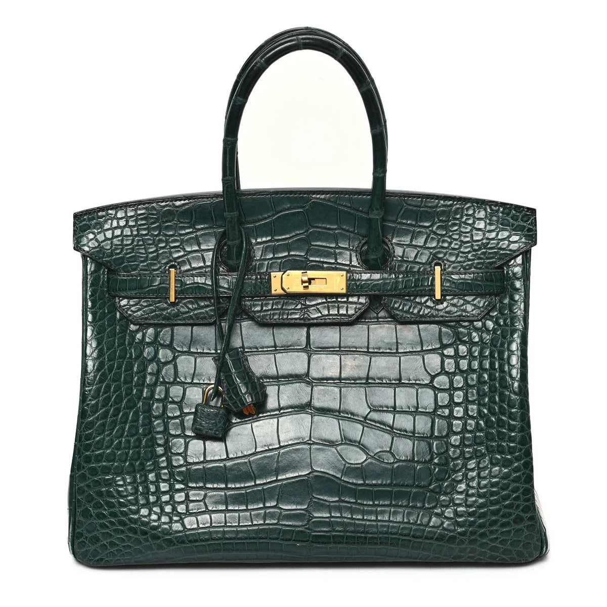 Birkin Vert Titien Matte Alligator Gold Hardware — Structured Top-Handle Tote