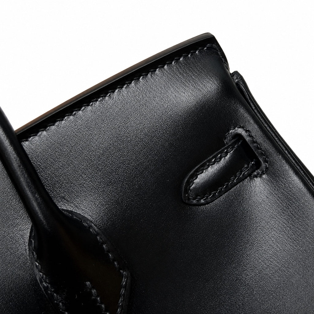 Birkin 25 in Noir Boxcalf Leather (Gold Hardware) — Refined Structured Tote