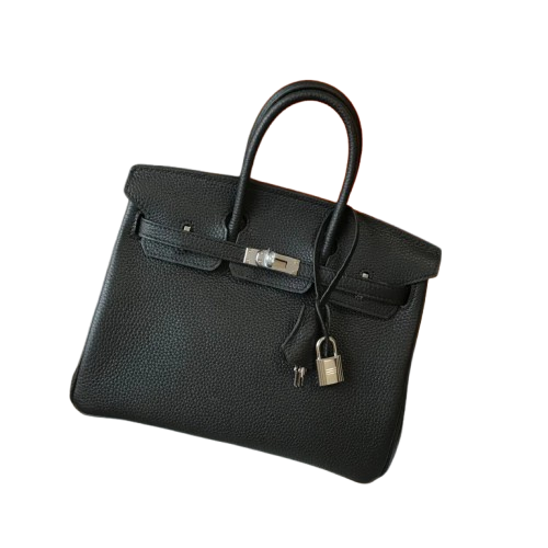 Birkin Retourne in Noir Togo Leather with Contrast Interior (Palladium Hardware) — Streamlined Structured Bag