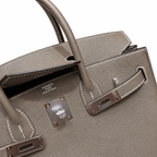 Birkin 30 Retourne in Etoupe Togo Leather with White Stitching (Palladium Hardware) — Classic Hand-Carry Tote