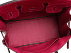 Birkin 30 Smooth Croc Print Genuine Leather Top Handle Bags — Distinctive Carryall Silhouette