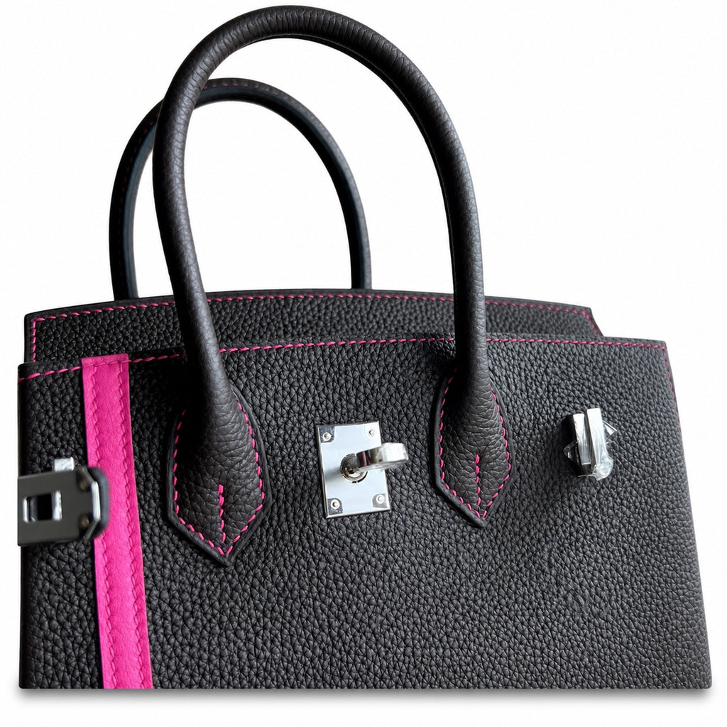Mini Birkin 25cm Officier Edition in Chocolate Brown Togo & Pink Swift Calfskin — Distinctive Carryall Silhouette