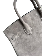 Birkin 25 Retourne in Grey Suede Grizzly (Palladium Hardware) — Sophisticated Tote Style