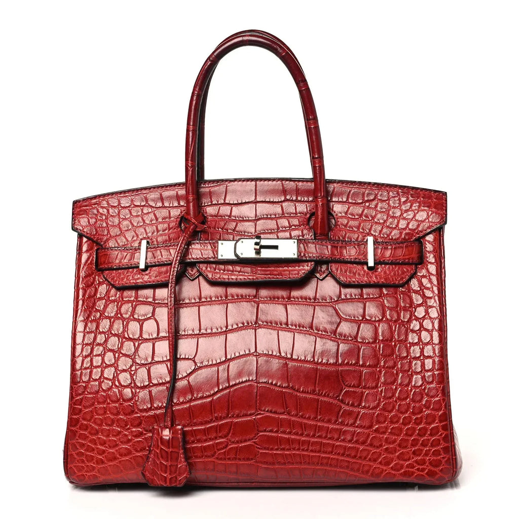 Birkin 30 Rouge Matte Alligator Gold Hardware — Versatile Top-Handle Handbag