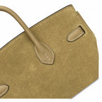 Elegant Neutral Birkin 25cm Grizzly Beige Suede Luxury Top-Handle Tote — Sophisticated Tote Style
