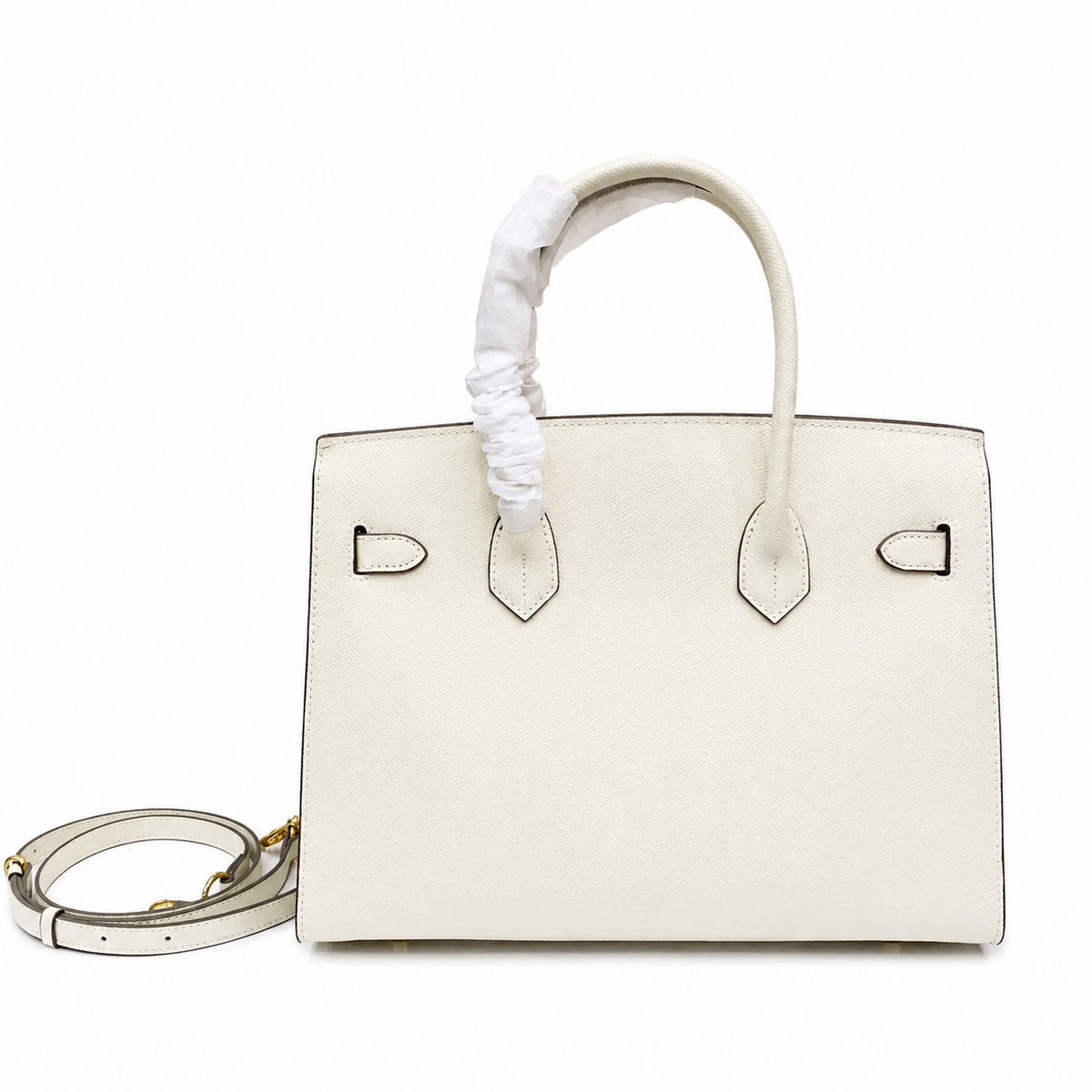 Birkin Style 25/30 Sellier in Craie Epsom Leather (Gold Hardware) — Streamlined Structured Bag